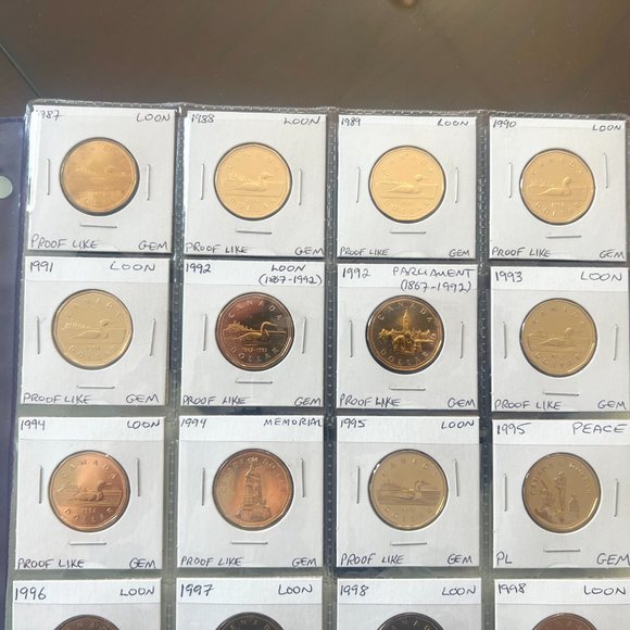 1987 to 2023 Canada Loonie Uncirculated 76 x $1 Coin Set! - Picture 2 of 16